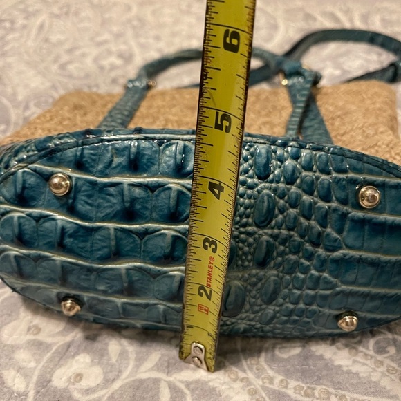 Brahmin Small Bowie Raffia/lagoon blue Satchel Crossbody summer - Picture 5 of 10